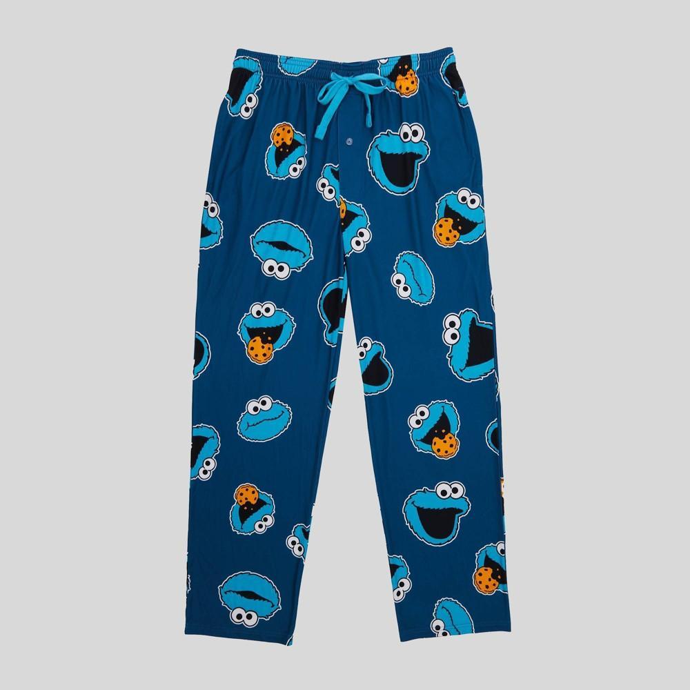 Mens Sesame Street Cookie Monster Knit Pajama Pants - Blue Product Image