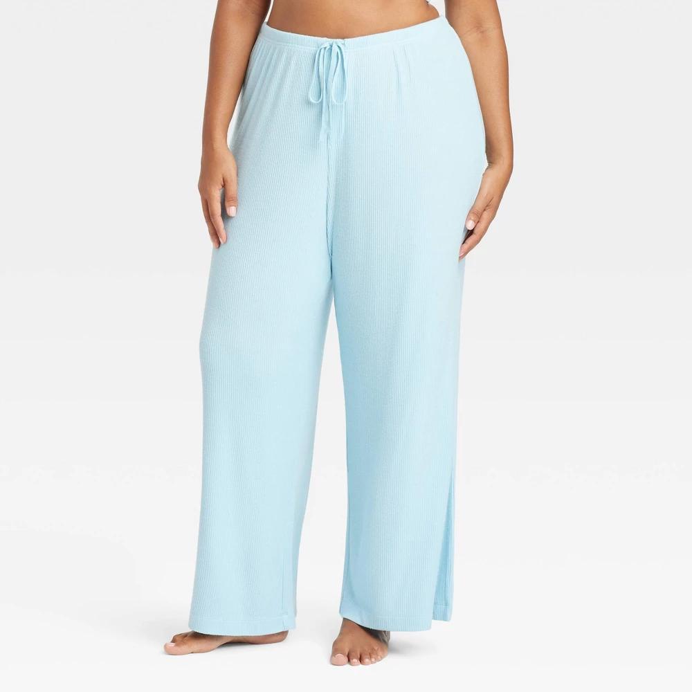 Womens Cozy Ribbed Wide Leg Pants - Auden Blue 4X Product Image