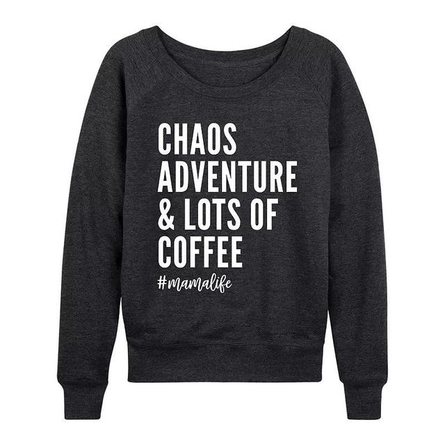 Womens Chaos Adventure And Coffee Mama Life Lightweight French Terry Sweatshirt, Girls Heather Grey Product Image