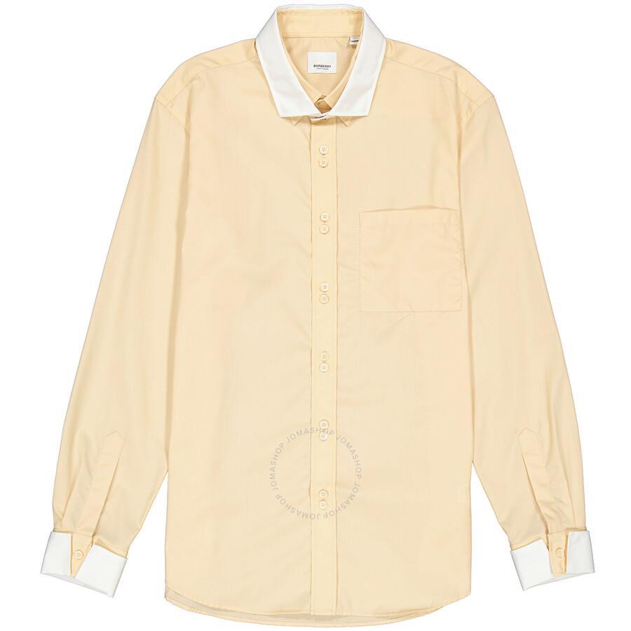 BURBERRY Contrast Double Collar Cotton Poplin Shirt In Buttermilk Product Image