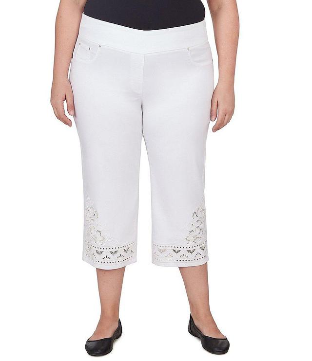 Ruby Rd. Plus Size Embroidered Hem Pull-On Capri Pants Product Image