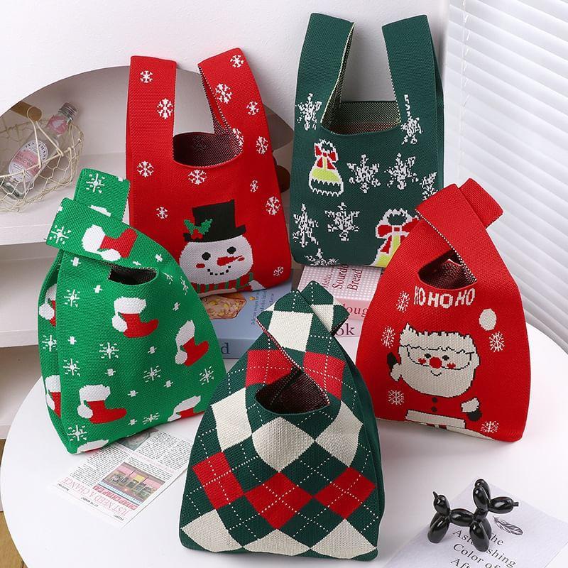 Christmas Print Knit Shopper Bag Product Image