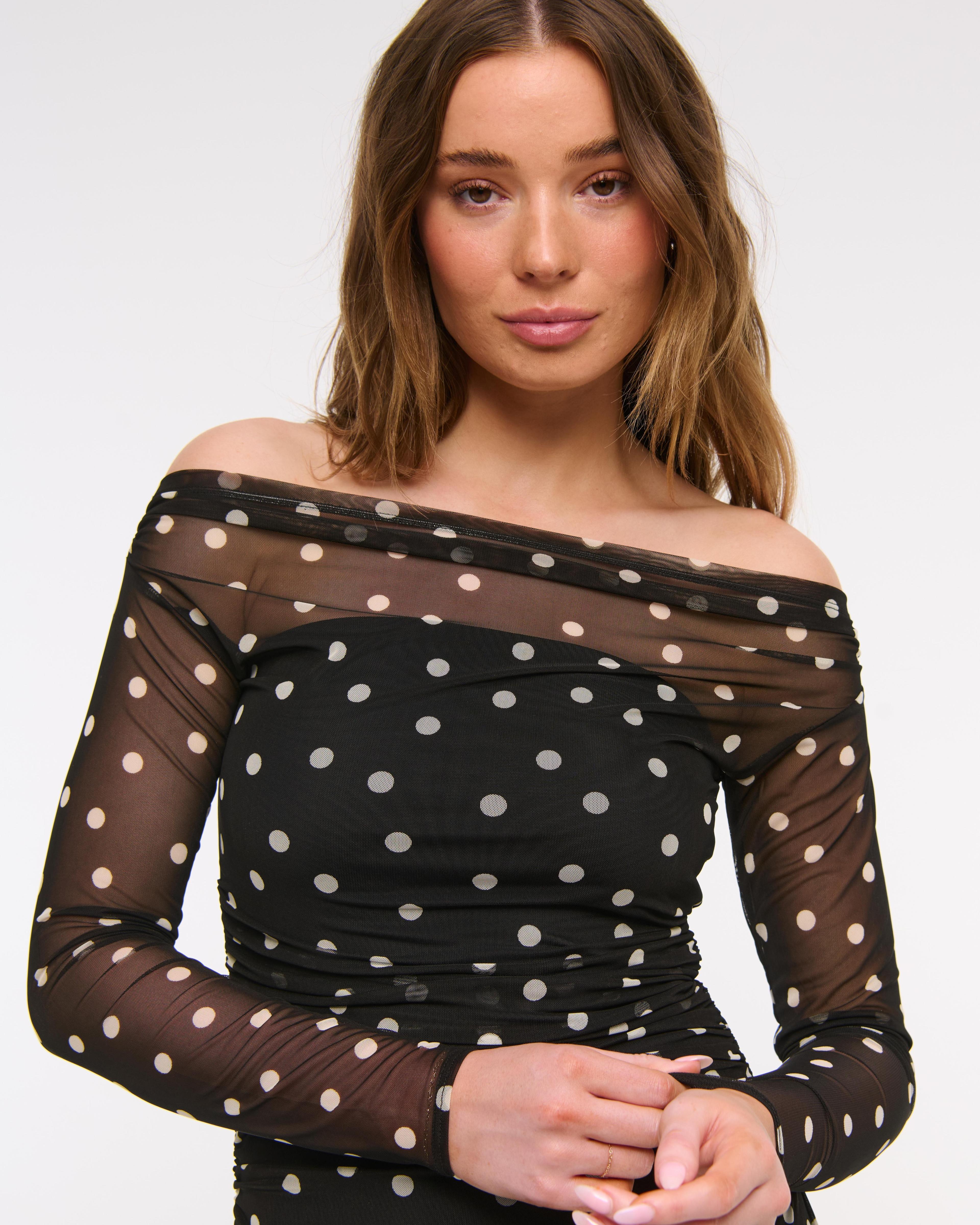 Off-The-Shoulder Mesh Mini Dress Product Image