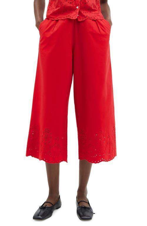 MANGO Eyelet Crop Wide Leg Pants Product Image