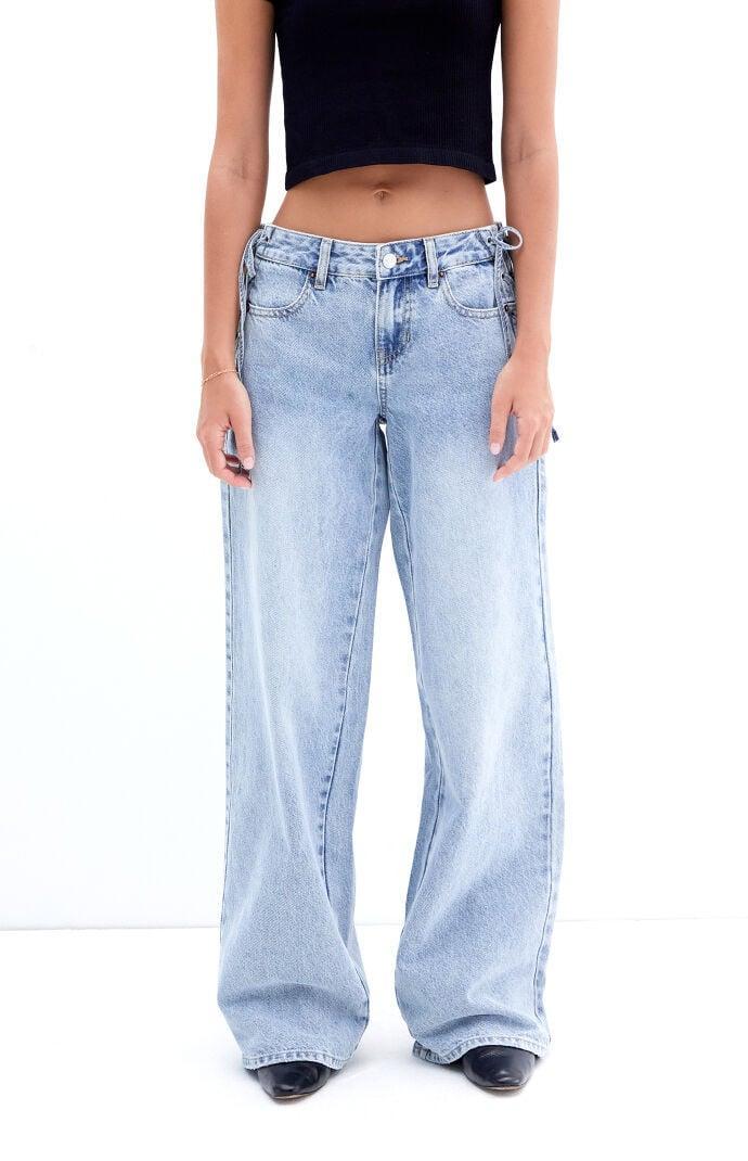 Womens Casey Bow Low Rise Baggy Jeans Product Image