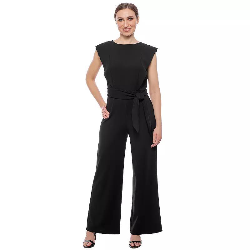 Womens Isaac Mizrahi Scallop Scuba Crepe Jumpsuit Product Image