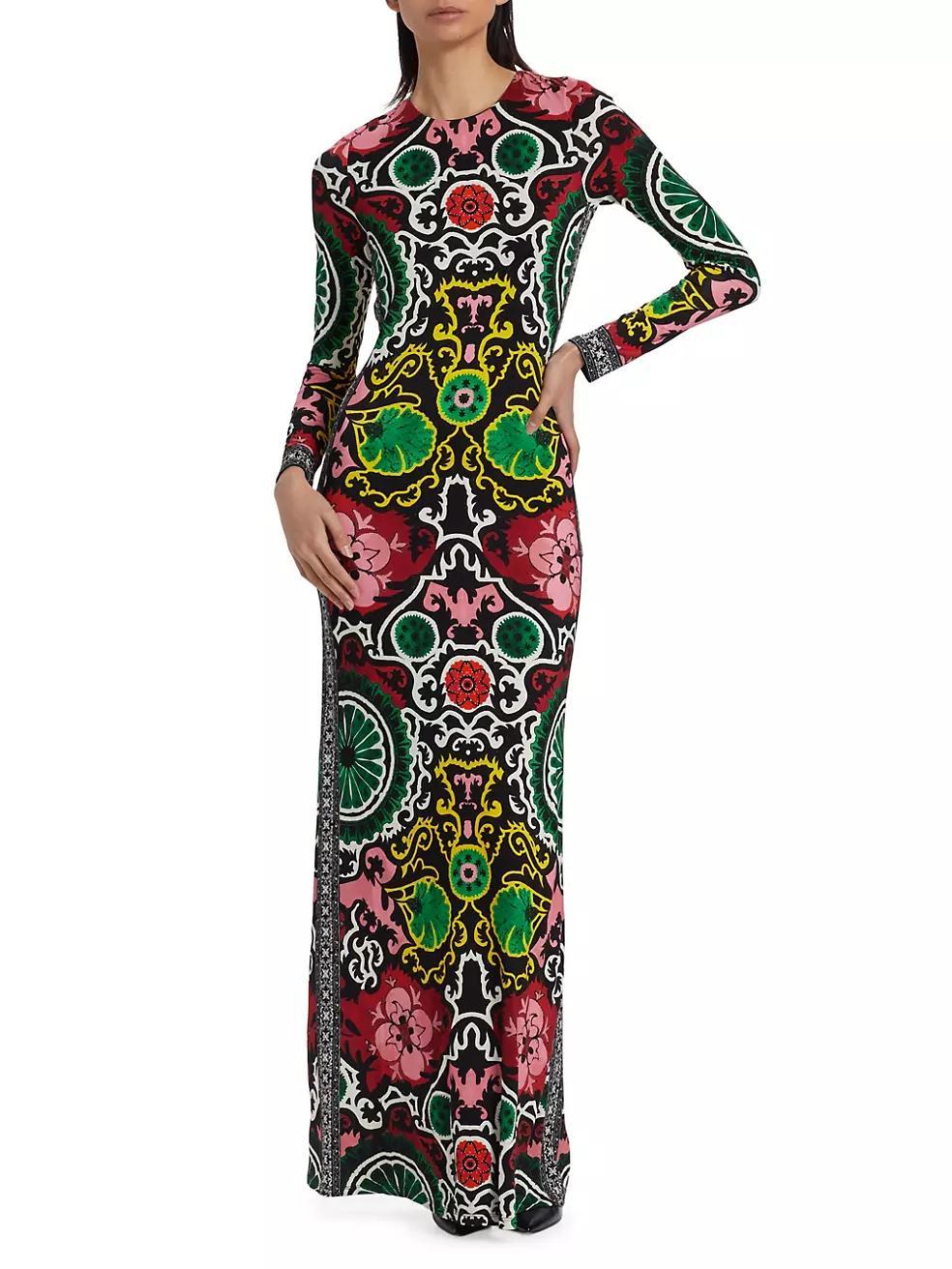 Delora Floral Damask Open-Back Maxi Dress Product Image