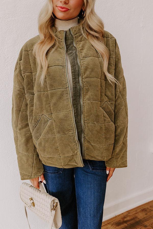 Cozy Moment Corduroy Jacket in Sage Product Image