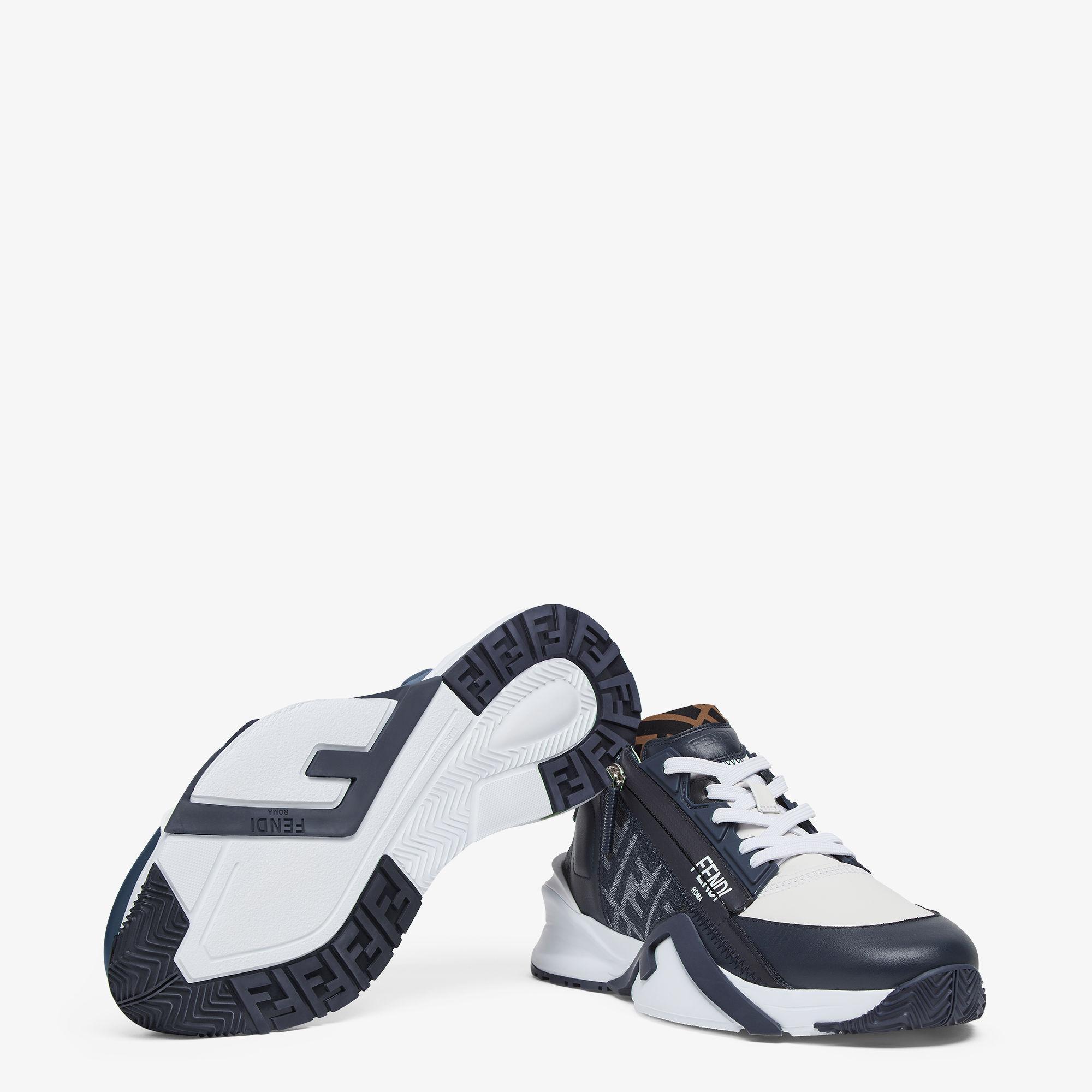 Fendi Flow SneakersBlue FF jacquard and white leather running sneakers Product Image