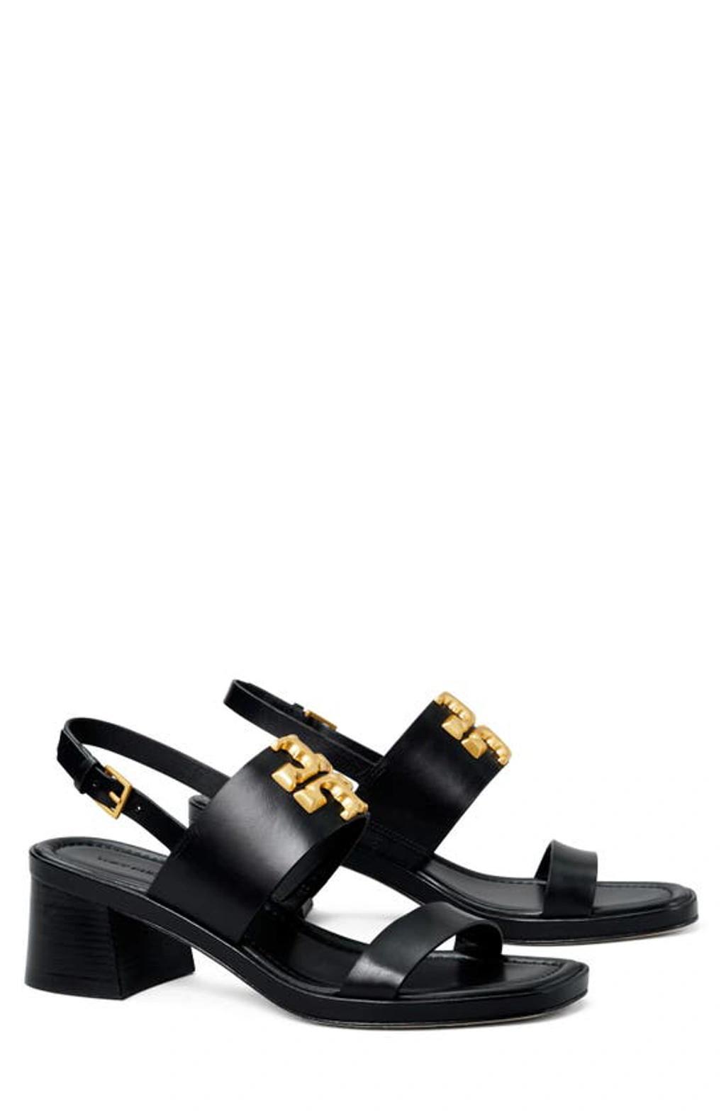 TORY BURCH Eleanor Two-band Medallion Slingback Sandals In Perfect Black Product Image