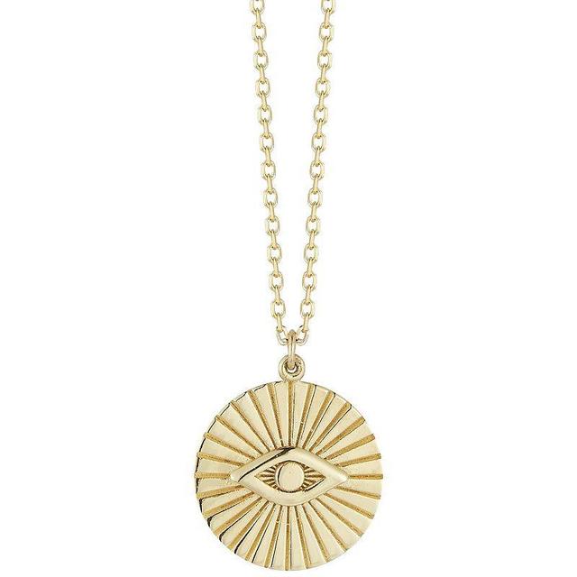 LUMINOR GOLD 14k Gold Evil Eye Medallion Necklace, Womens Yellow Product Image