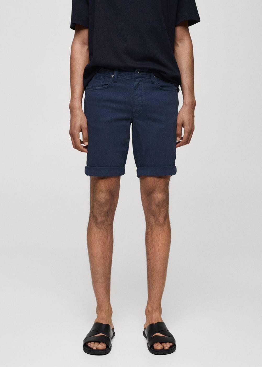 MANGO MAN - Slim-fit denim bermuda shorts indigo blueMen Product Image