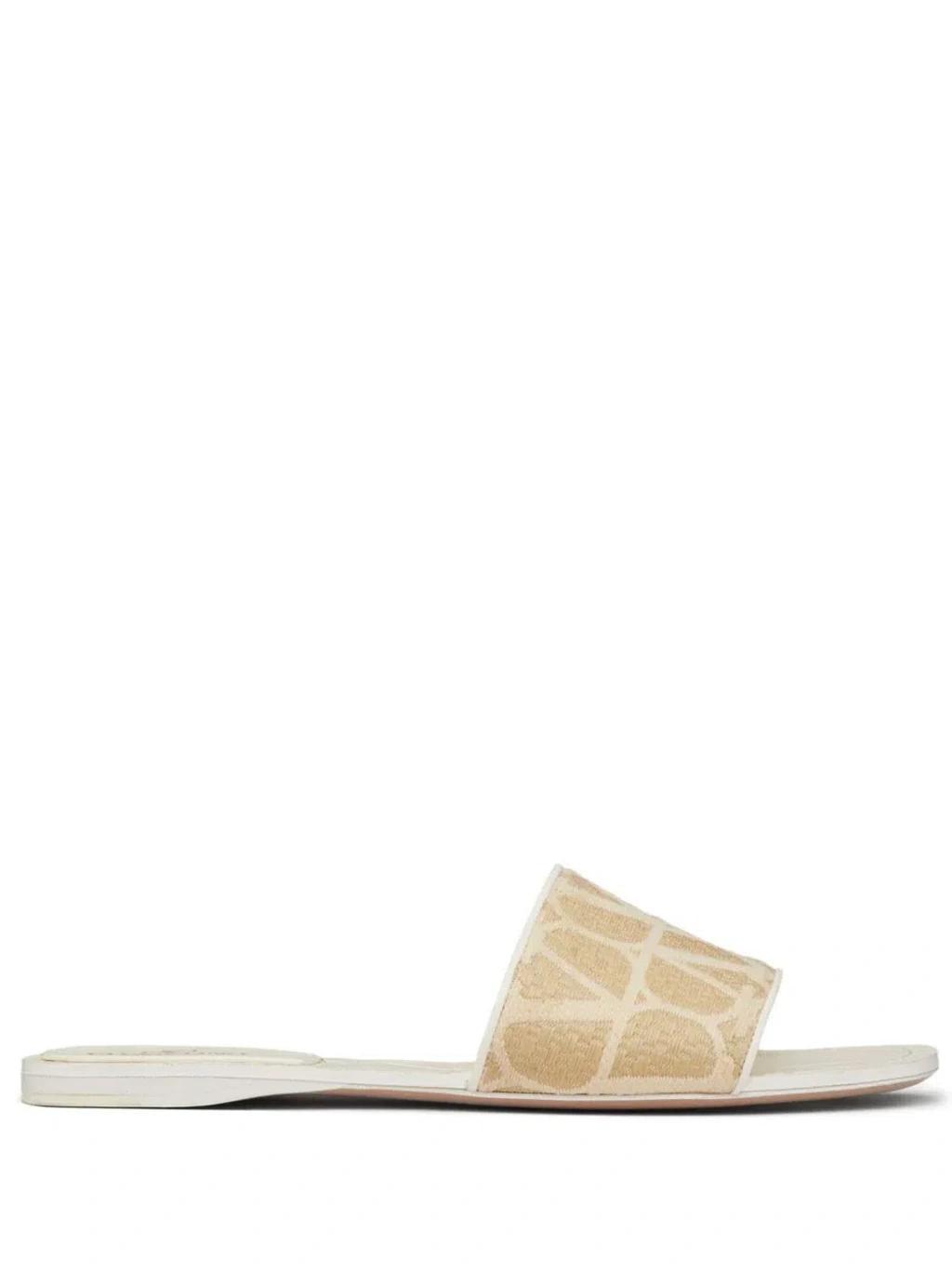 Beige Toile Iconographe Slides In White Product Image