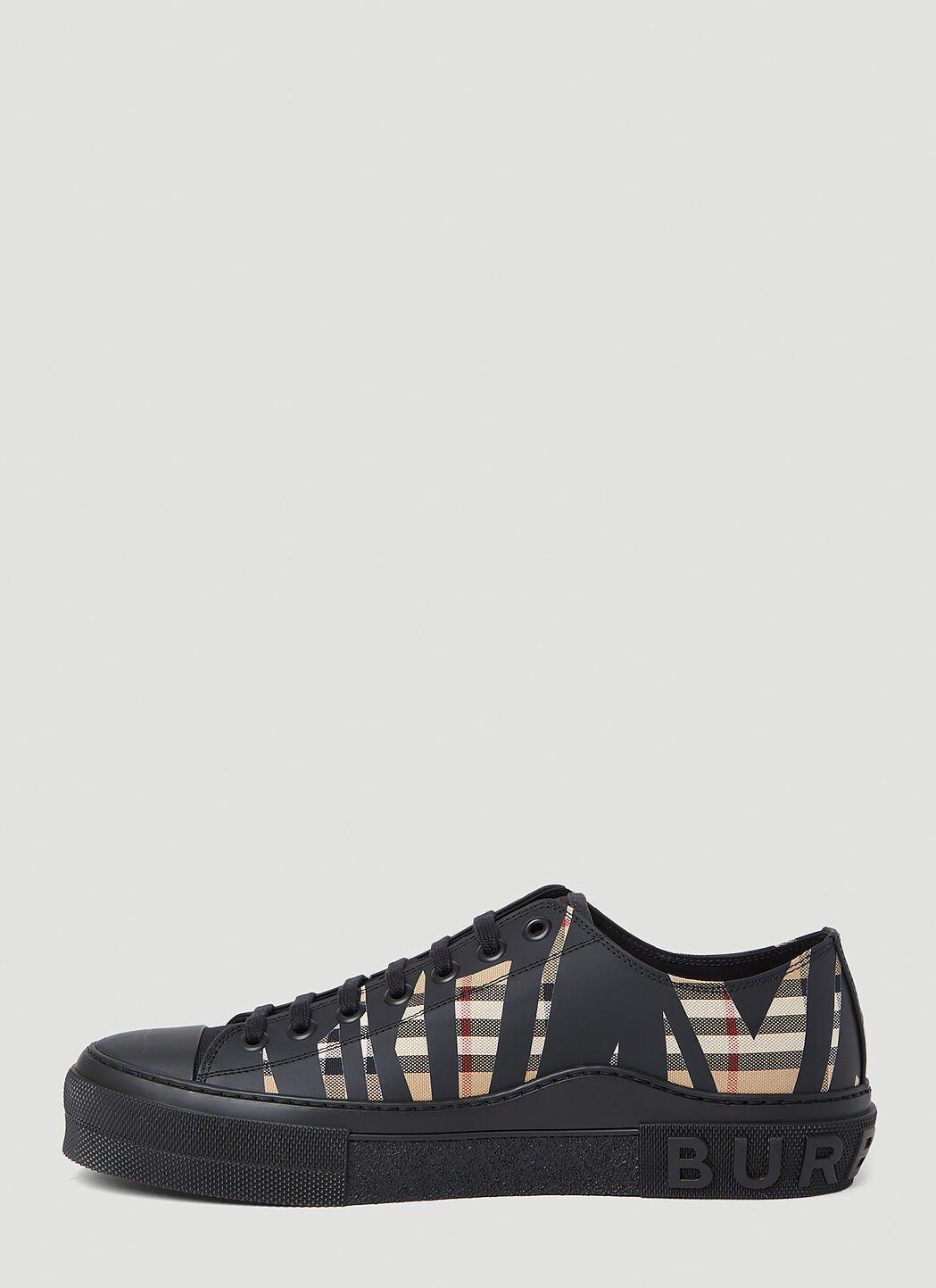 Sliced Check Cotton Sneakers In Cream Product Image