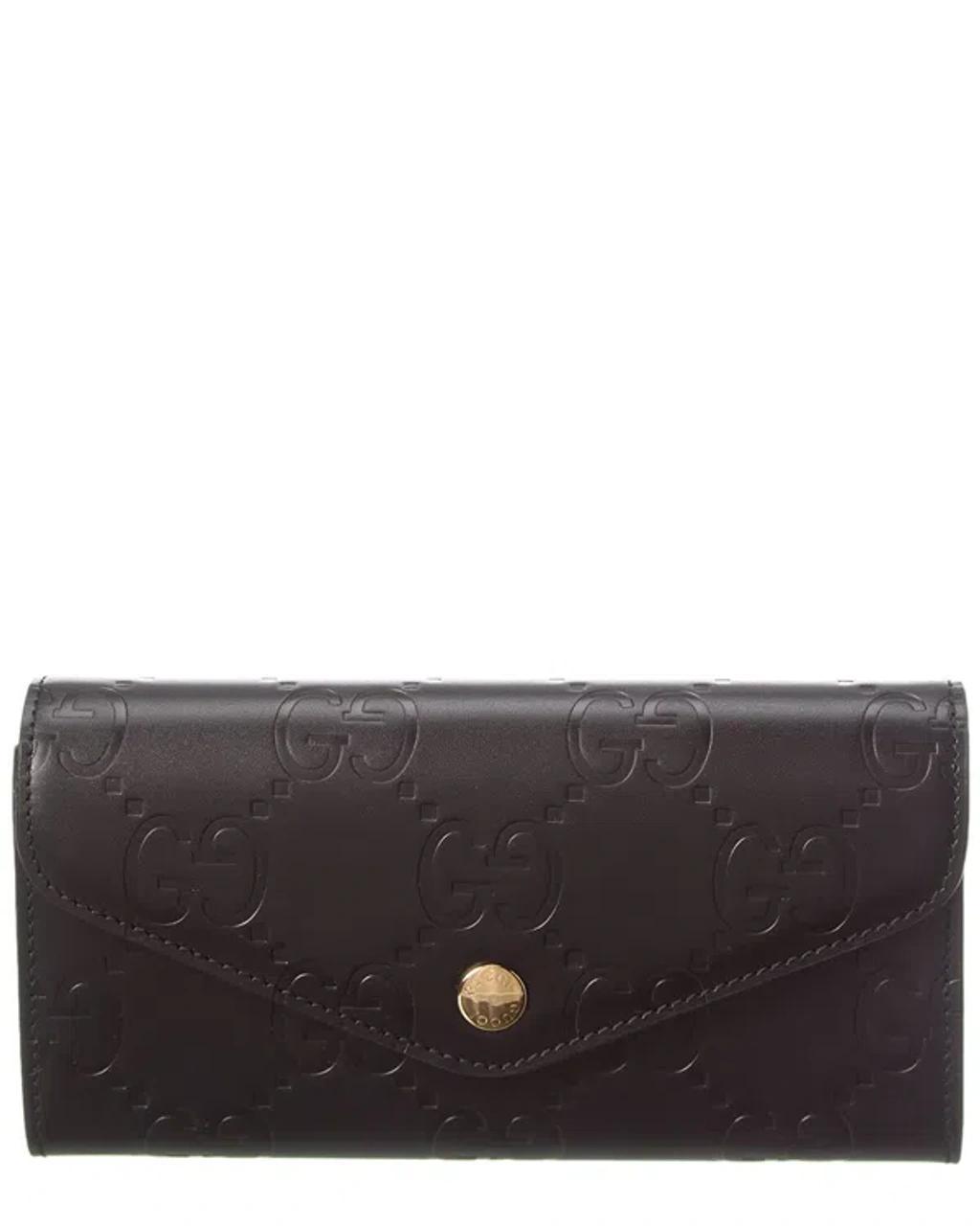 Gg Leather Continental Wallet In Black Product Image