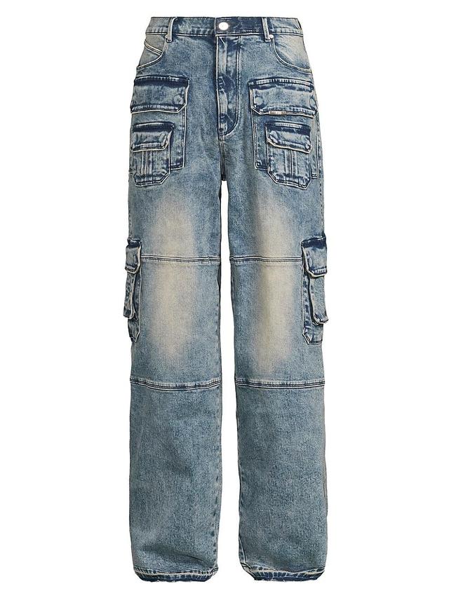 Mens Roman Medium Acid Wash Cargo Jeans Product Image