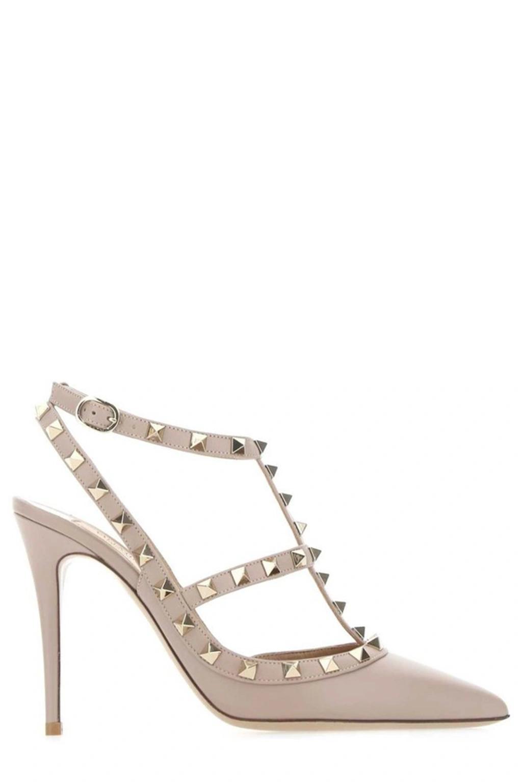 VALENTINO GARAVANI Rockstud Pointed Toe Pumps In Beige product image