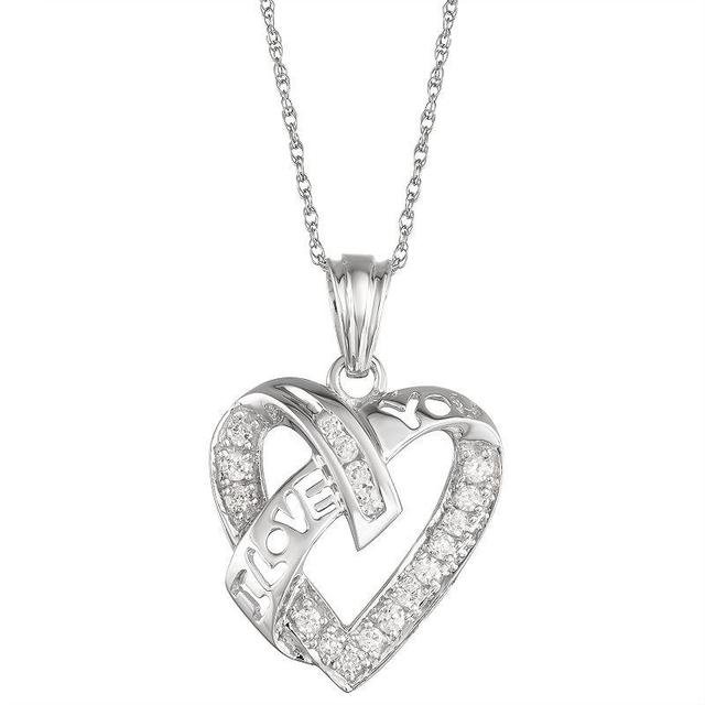 10k White Gold 1/4 Carat T.W. Diamond Heart Pendant, Womens 10k Whgold Product Image