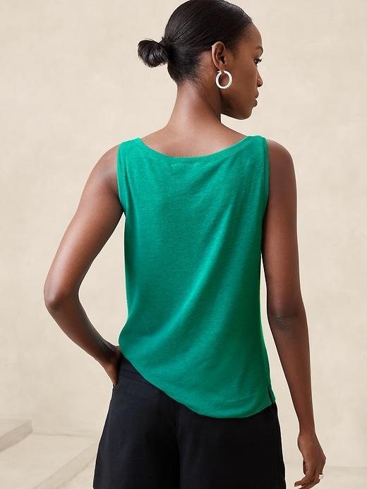 Linen-Blend Scoop-Neck Tank Product Image