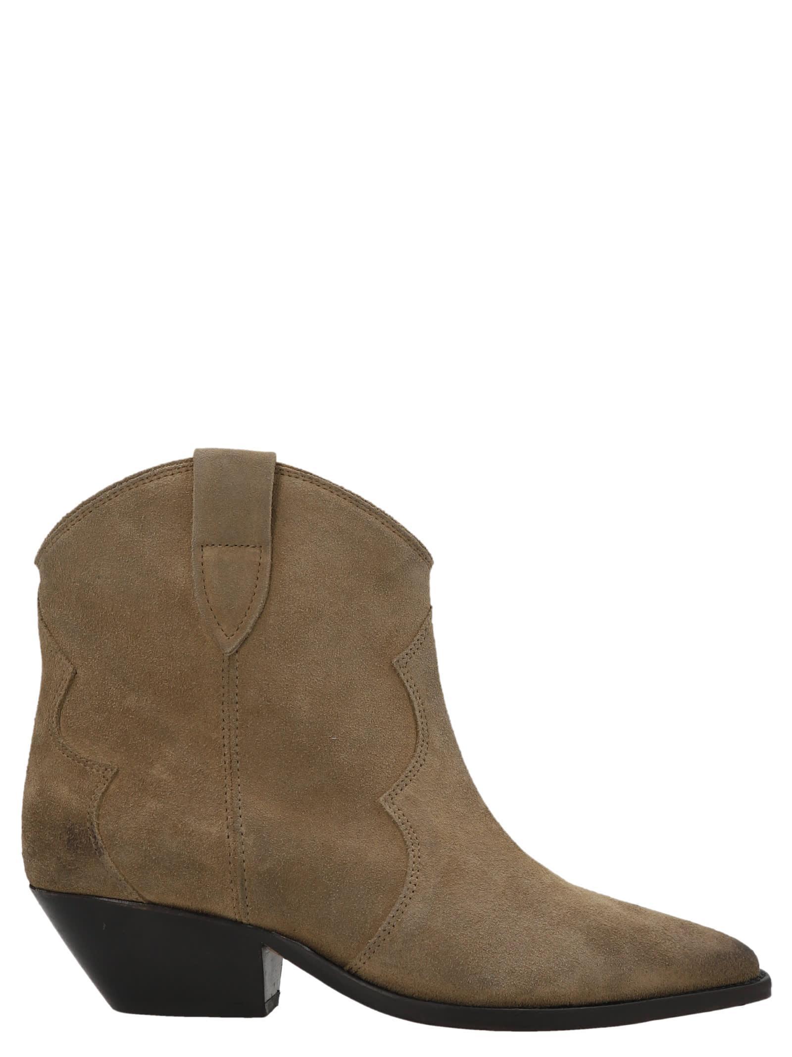 ISABEL MARANT Dewina Distressed Suede Ankle Boots In Taupe Product Image