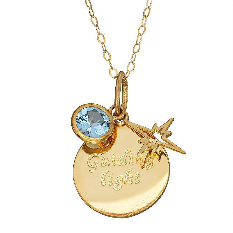 10k Gold Cubic Zirconia Guiding Light Star Charm Necklace, Womens Product Image