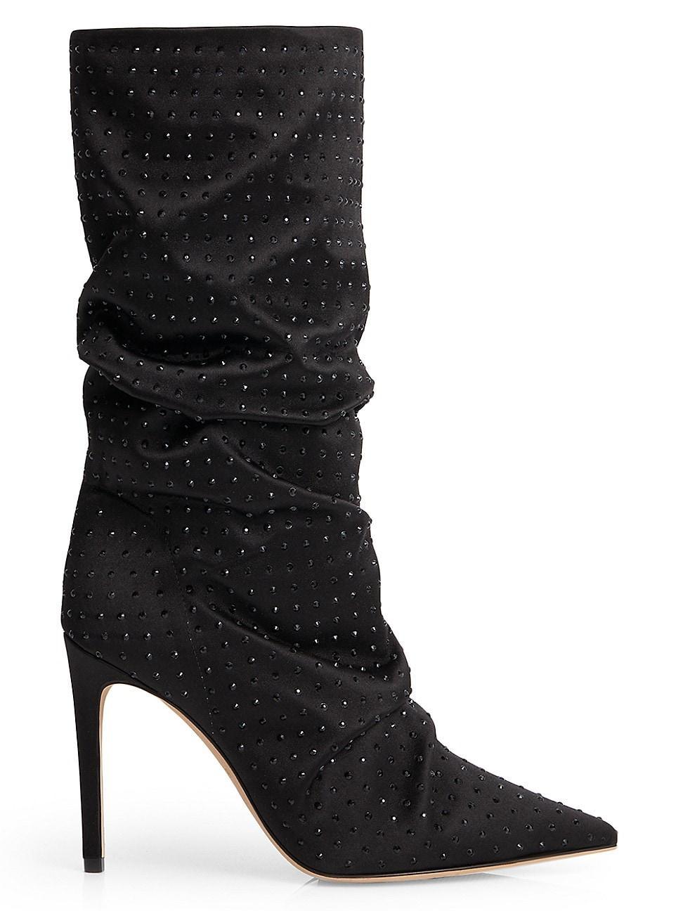 Womens Poppy Scintelle 100MM Crystal-Embellished Satin Boots Product Image