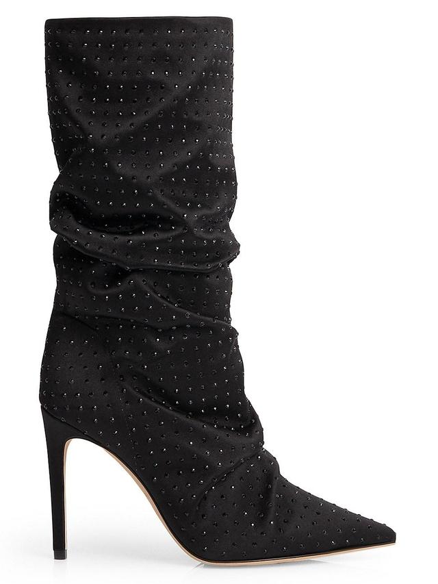 Womens Poppy Scintelle 100MM Crystal-Embellished Satin Boots Product Image