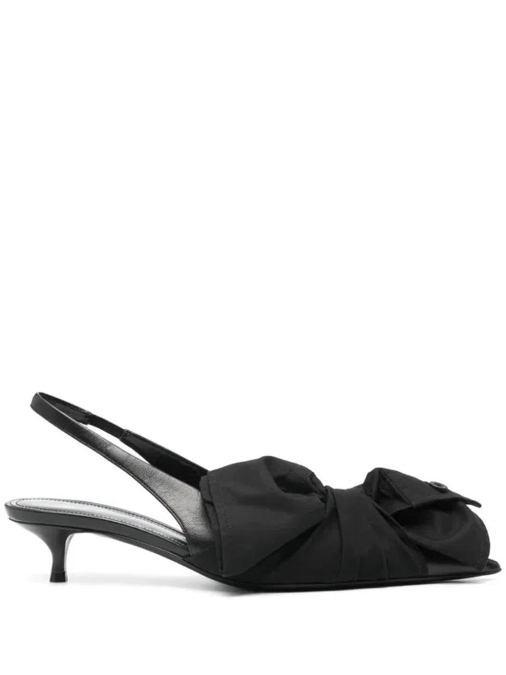 BALENCIAGA 40mm Bow Leather Pumps In Black Product Image