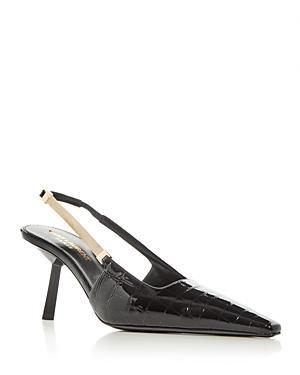 Saint Laurent Blake Slingback Pumps in Crocodile-Embossed Leather Product Image