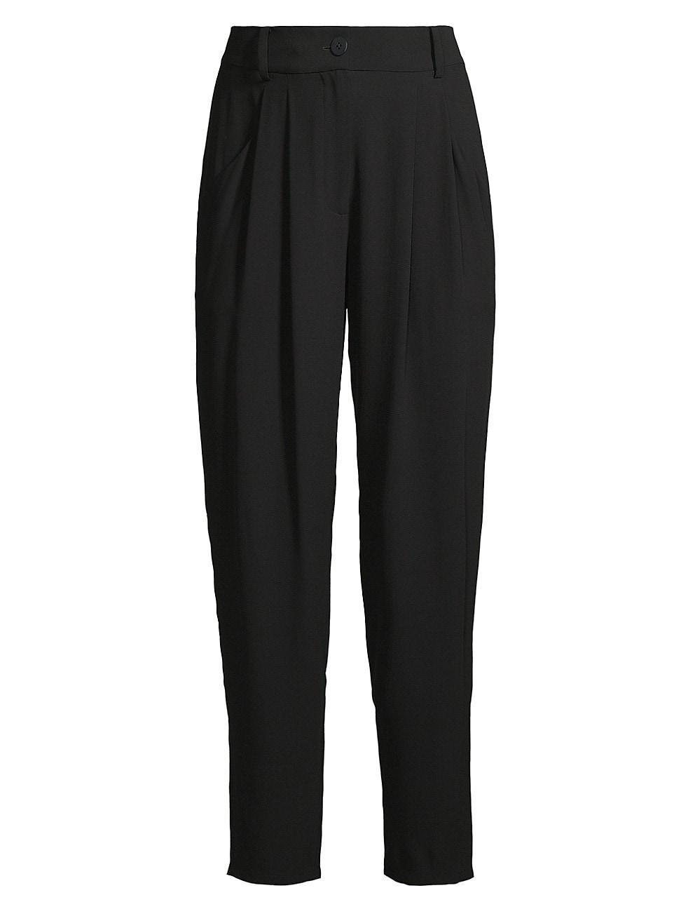 Womens Pleated Silk Tapered Ankle Pants product image