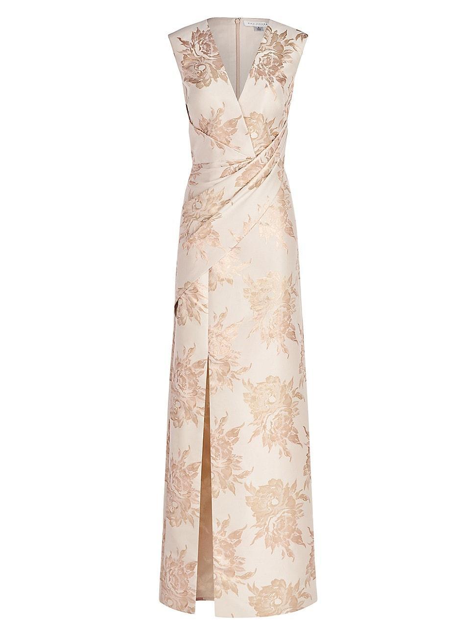 Womens Donna Floral Jacquard Column Gown Product Image