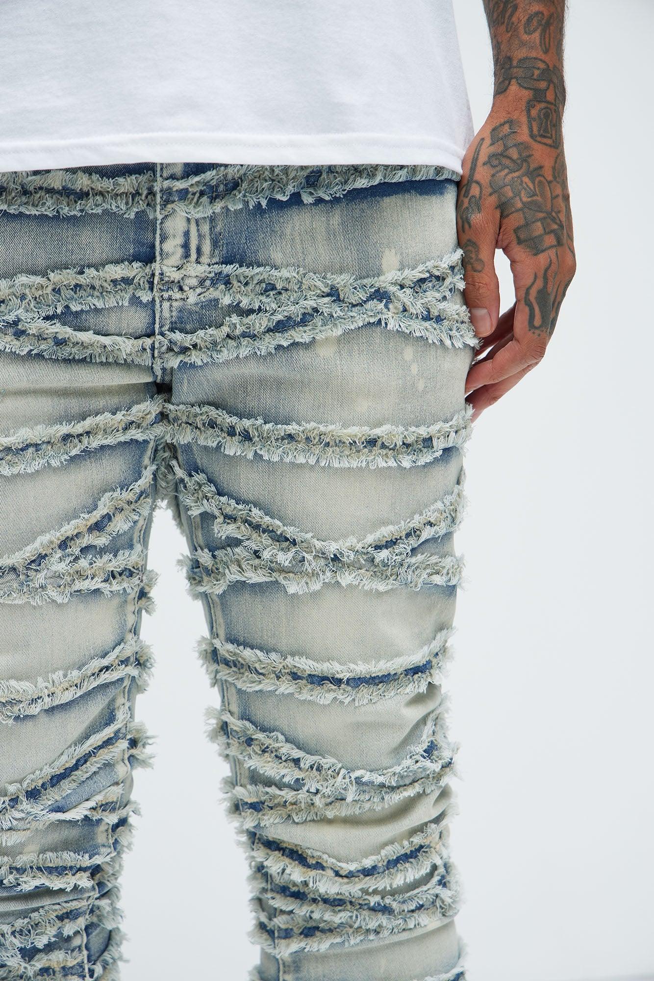 Don't Be Frayed Stacked Skinny Flare Jeans - Light Wash Product Image