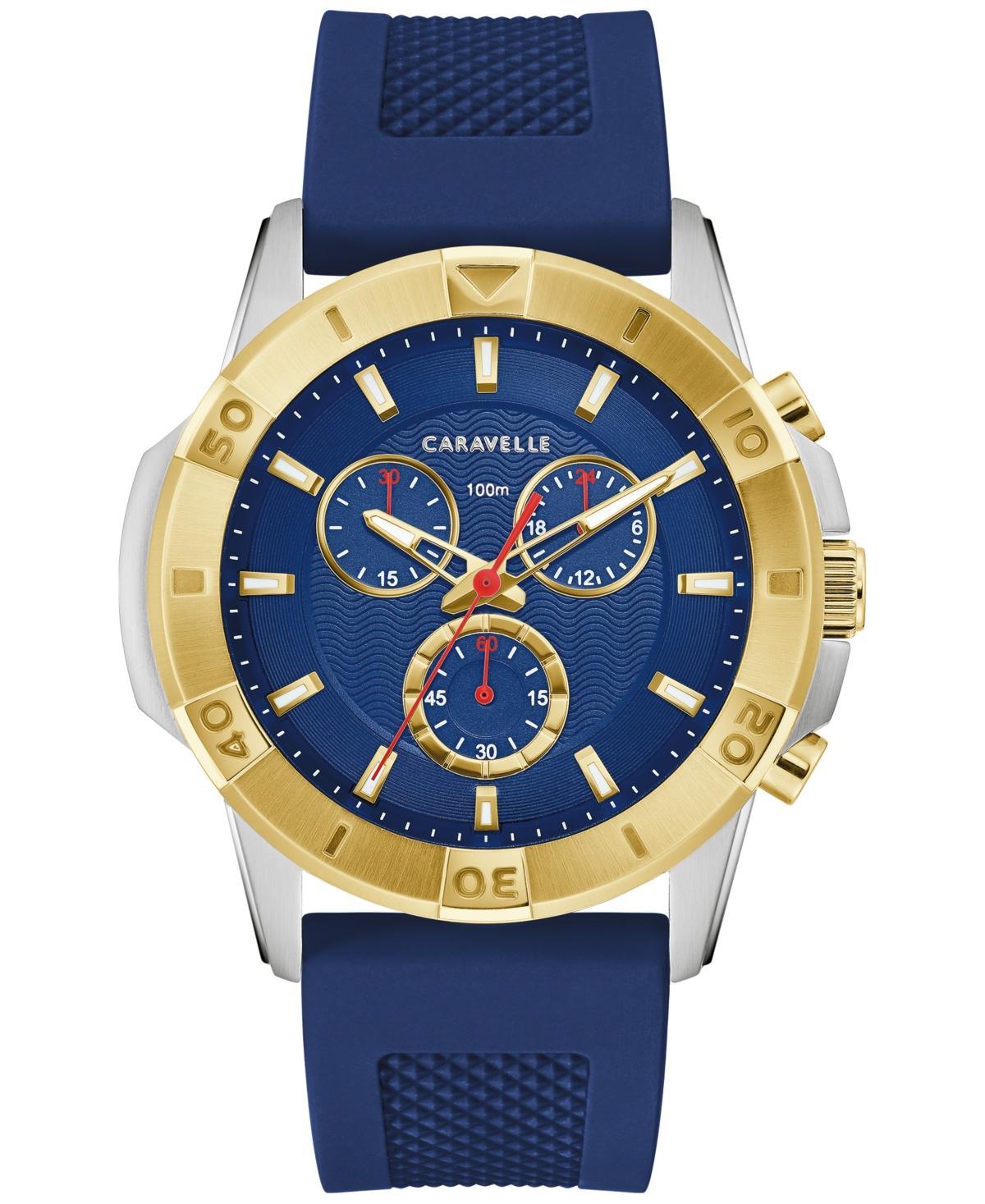 Caravelle designed by Bulova Mens Chronograph Blue Silicone Strap Watch 44mm Product Image