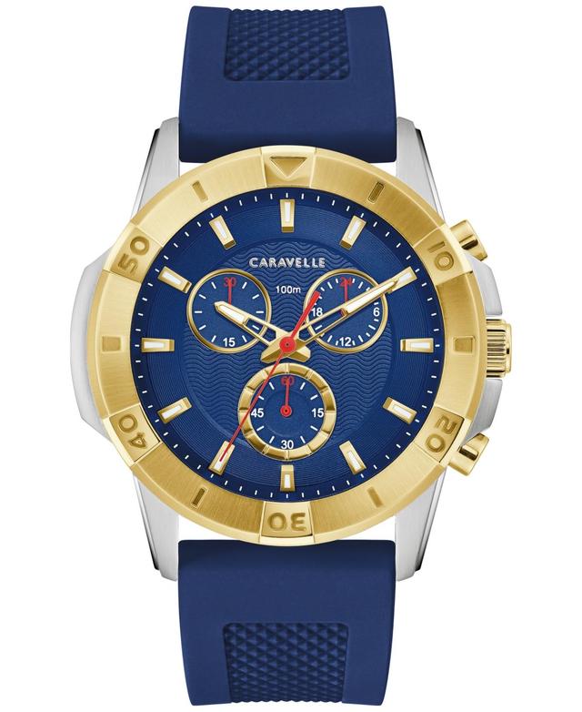 Men's Caravelle by Bulova Aqualuxx Two-Tone Chronograph Silicone Strap Watch with Blue Dial (Model: 45B161) Product Image