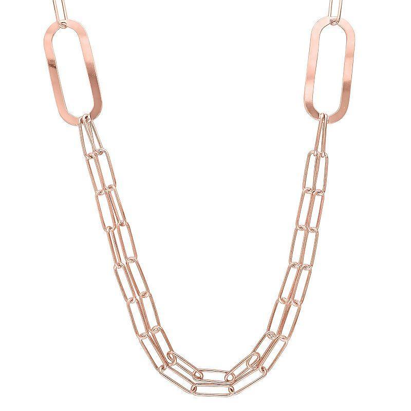 Stella Grace Sterling Silver Multistrand Oval Link Chain Necklace, Womens 18k Pink Plated Product Image