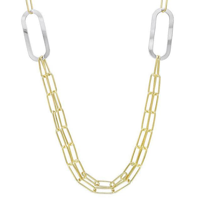 Stella Grace Sterling Silver Multistrand Oval Link Chain Necklace, Womens 18k Gold Sterling Product Image