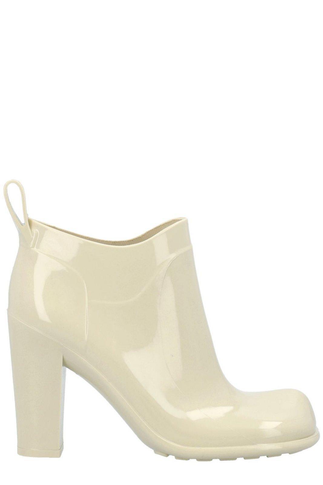 Rubber Block-heel Ankle Booties In White Product Image