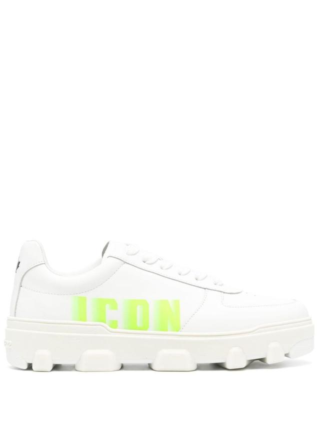 DSQUARED2 Logo-printed Leather Sneakers In Neutrals Product Image