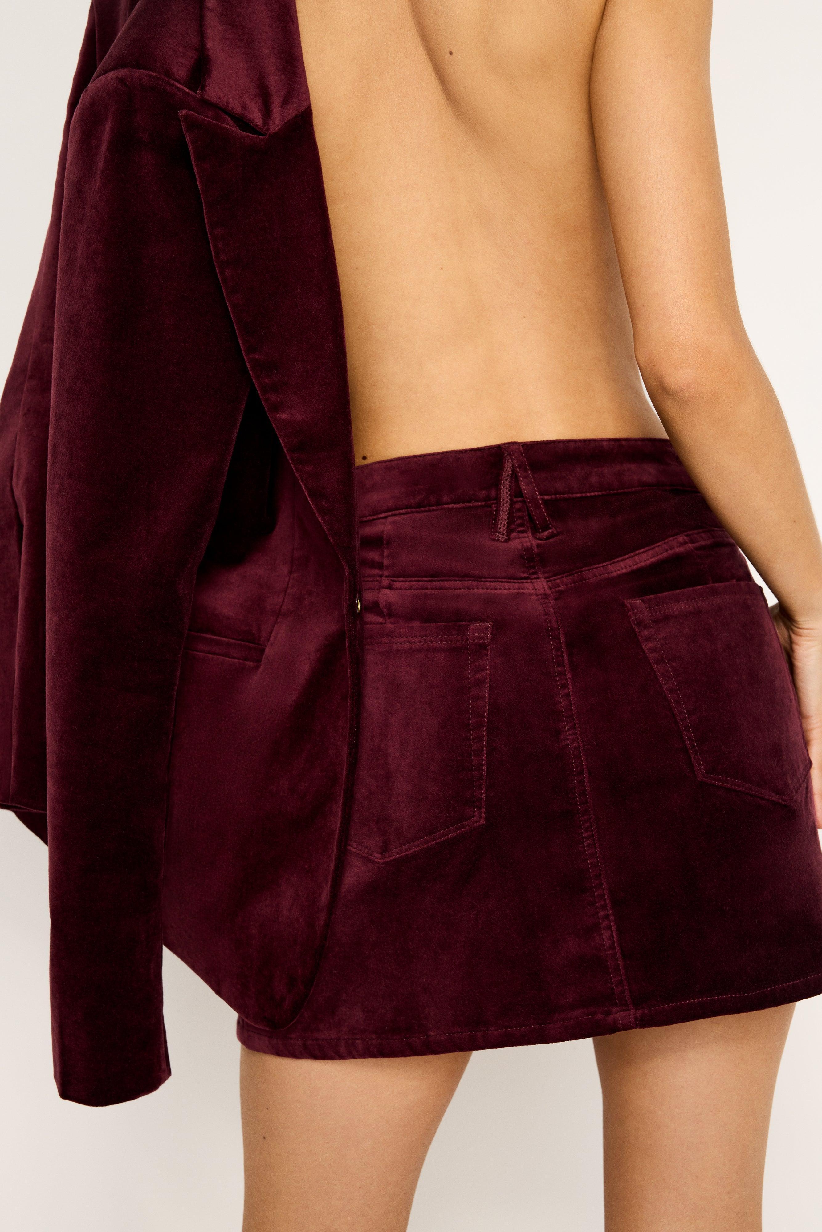 VELVET MINI SKIRT | OXBLOOD002 Product Image