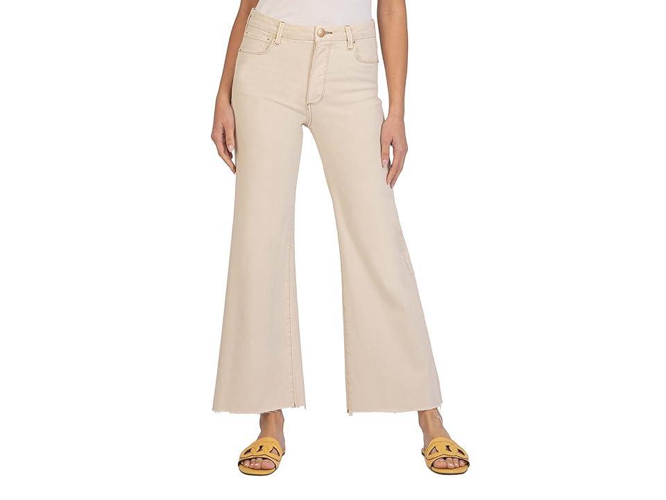 KUT from the Kloth Meg High-Rise Fab Ab Wide Leg Raw Hem in Milestone (Ecru) Women's Jeans Product Image