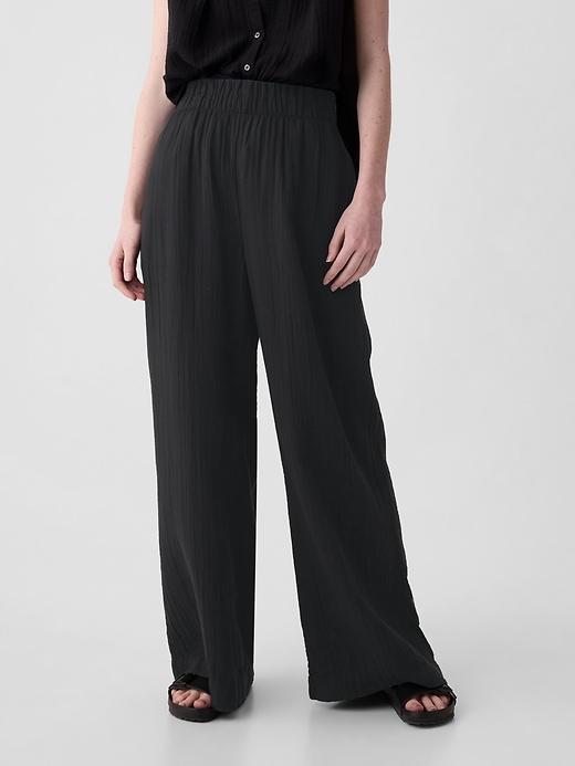 Mid Rise Crinkle Gauze Wide-Leg Pants Product Image