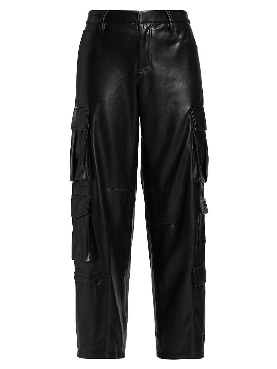 Womens Luis Vegan Leather Cargo Pants Product Image