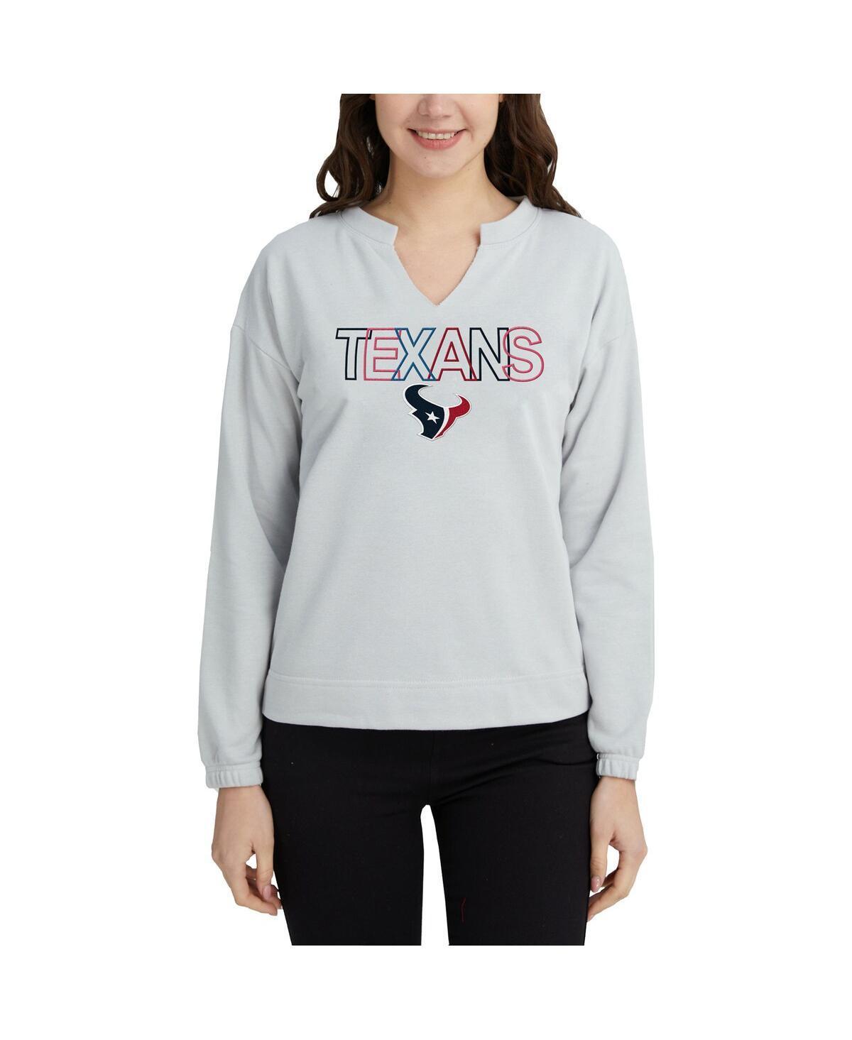 Womens Concepts Sport Gray Houston Texans Sunray Notch Neck Long Sleeve T-shirt Product Image