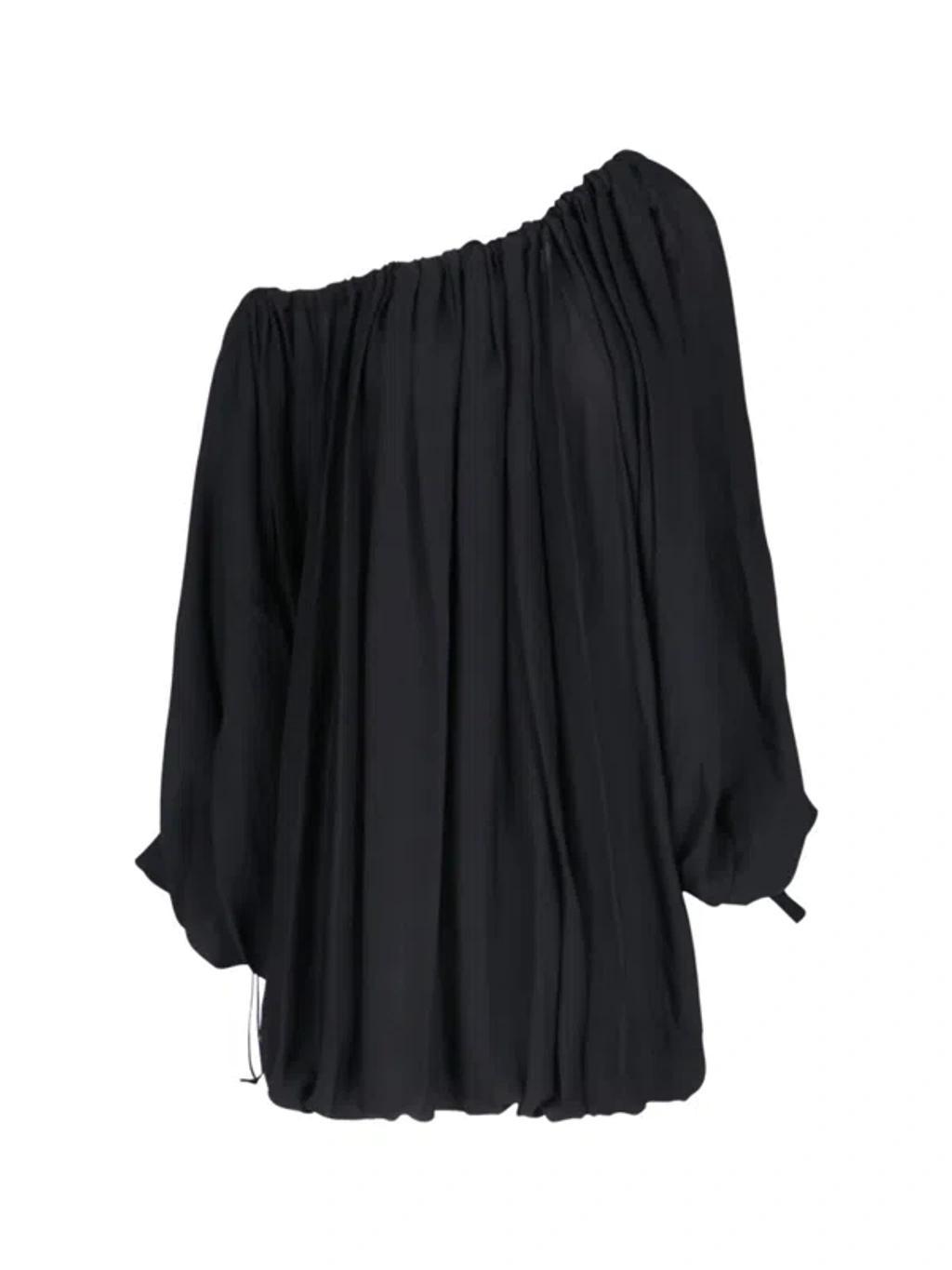 KHAITE Nash Gathered Silk-georgette Top In Black Product Image