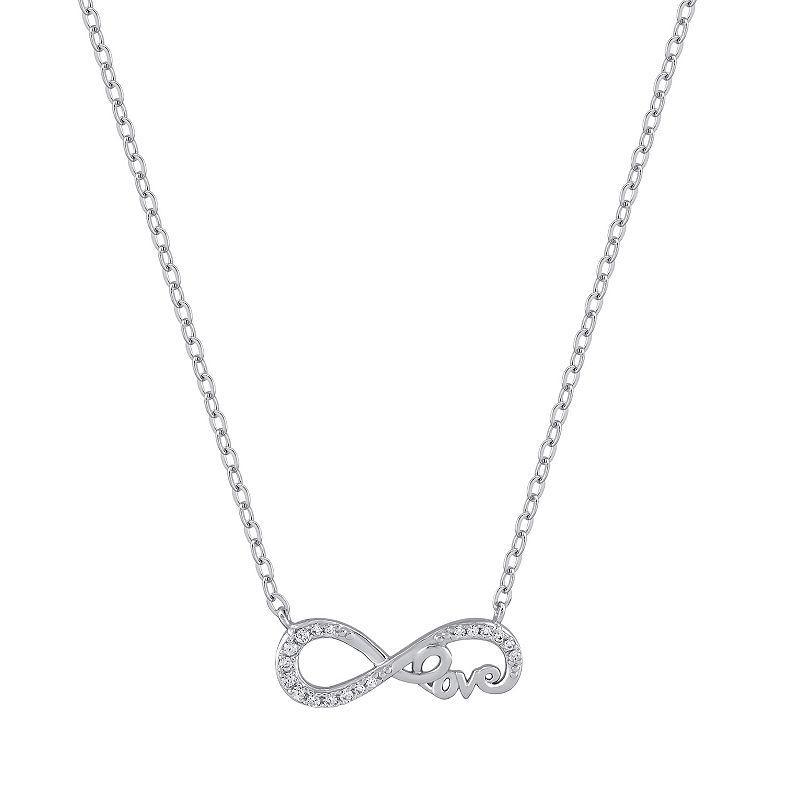 OLIVIA AND HARPER Sterling Silver Cubic Zirconia Infinity Love Necklace, Womens Product Image