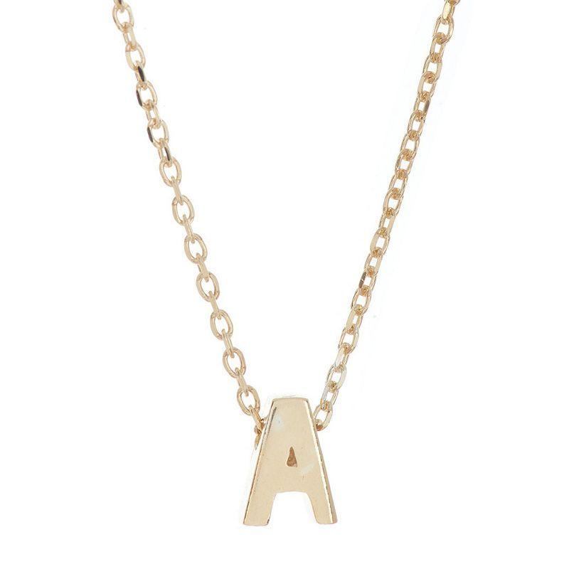 Adornia 14k -Plated Mini Initial Pendant Necklace, 16 + 2 extender - M Product Image