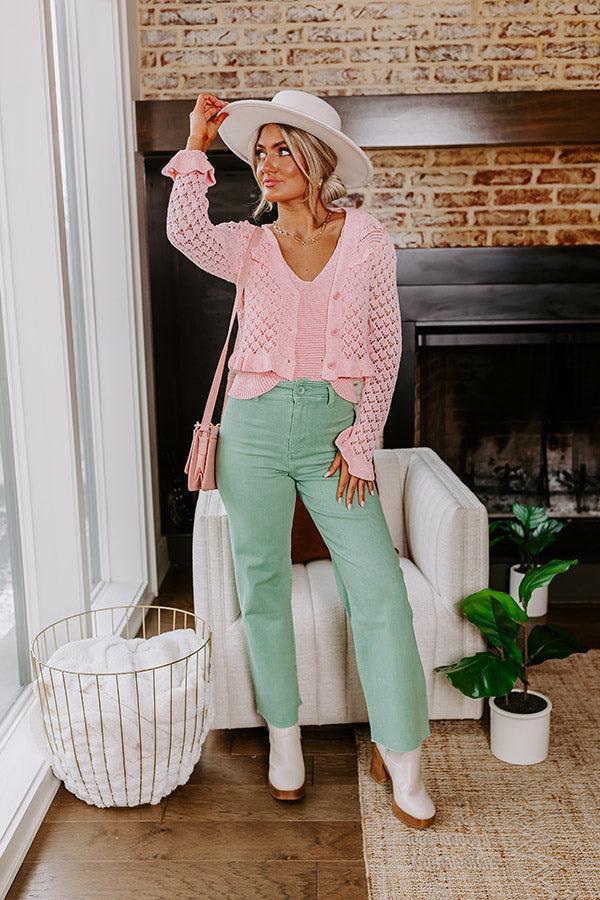 The Taron High Waist Wide Leg Pants in Pear Product Image