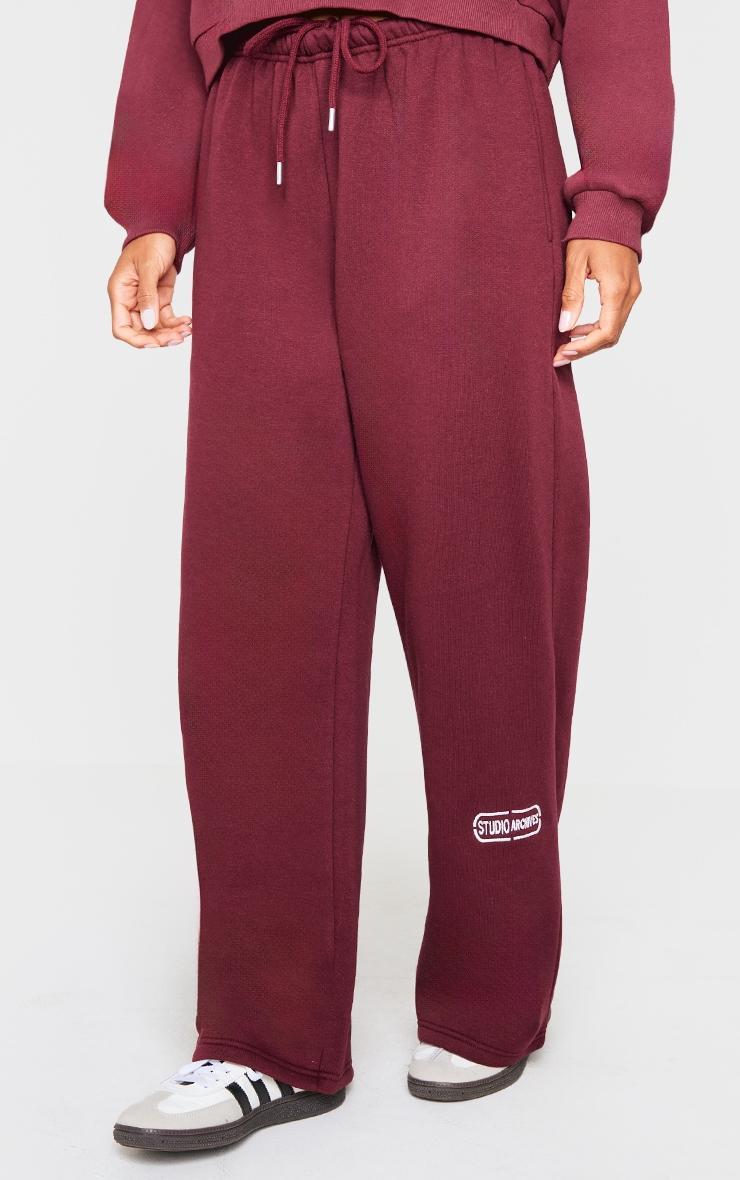 Burgundy Thin Waistband Drop Crotch Sweatpants Product Image