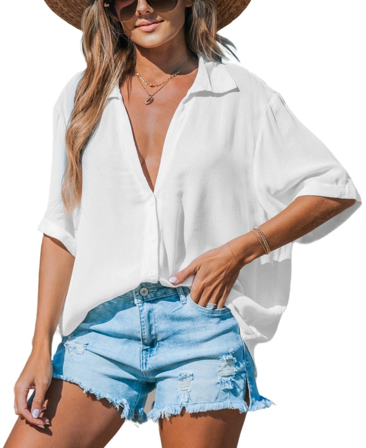 Womens Semi-Sheer Cover-Up Shirt Product Image