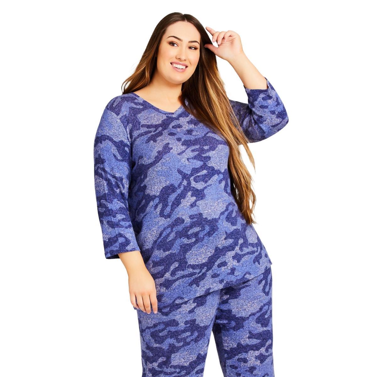 Avenue Womens Hacci Camo Top Product Image